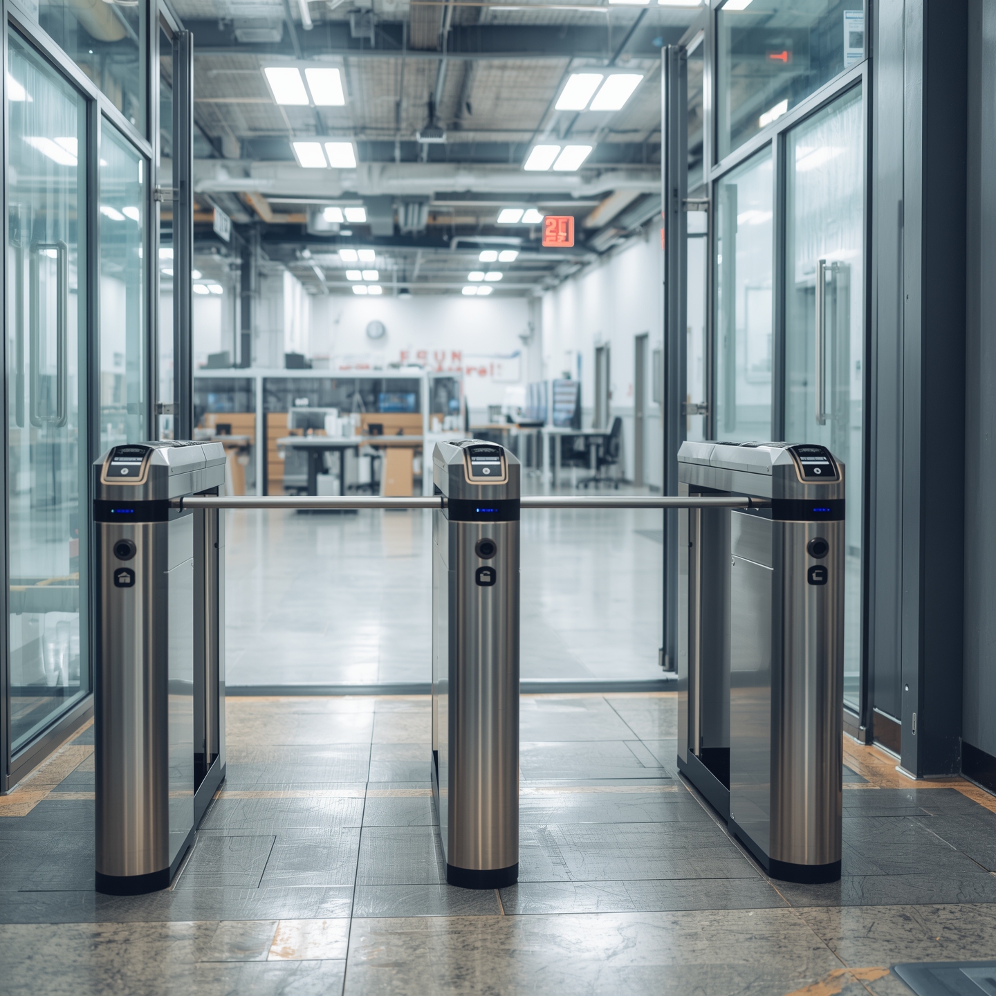 Lucid_Origin_A_modern_access_control_turnstile_IDENT_gate_at_t_1 Drehkreuz. Einlass nur mit Identifikation mit der Software hse-GATE