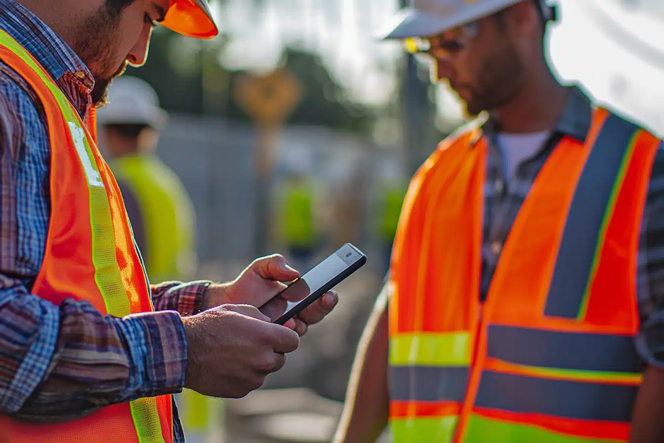impulsmedia_of_a_close-up_view_of_a_two_construction_workers_we_18ec62b5-e2bf-4e1a-ba25-78379b742658 zwei bauarbeiter die die hse-coach mobile app benutzen